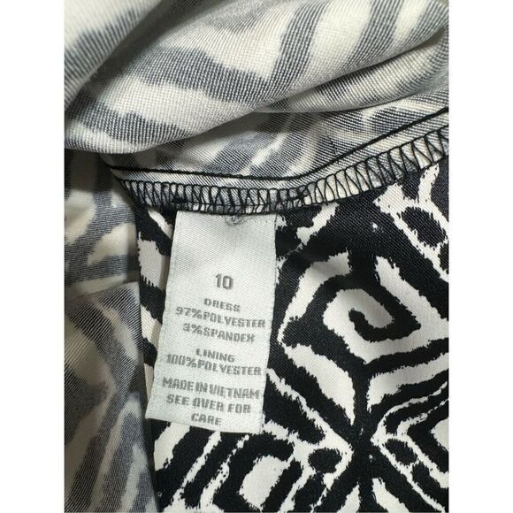 Dressbarn black and white pattern belted dress polyester size 10 - Picture 10 of 10